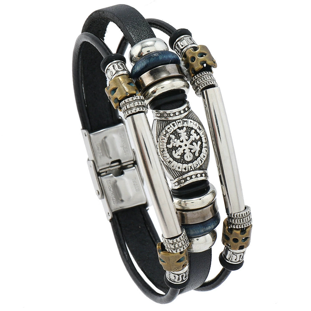 Comstylish Vintage Viking Style Leather Bracelet