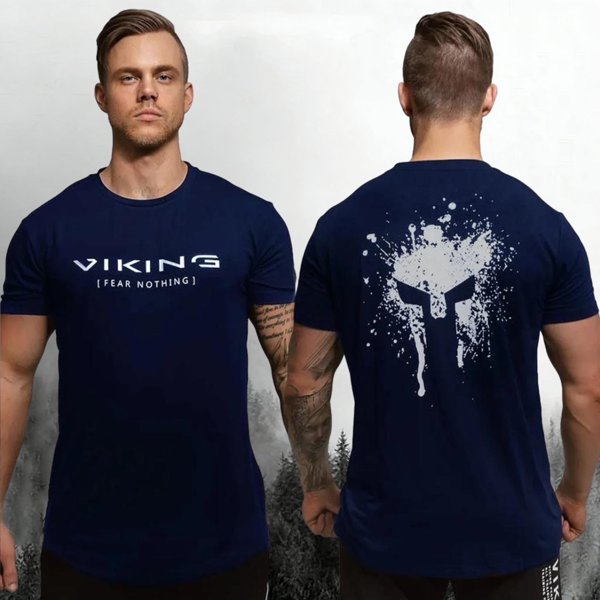Comstylish Men's Viking Pattern Vintage Casual T-shirt