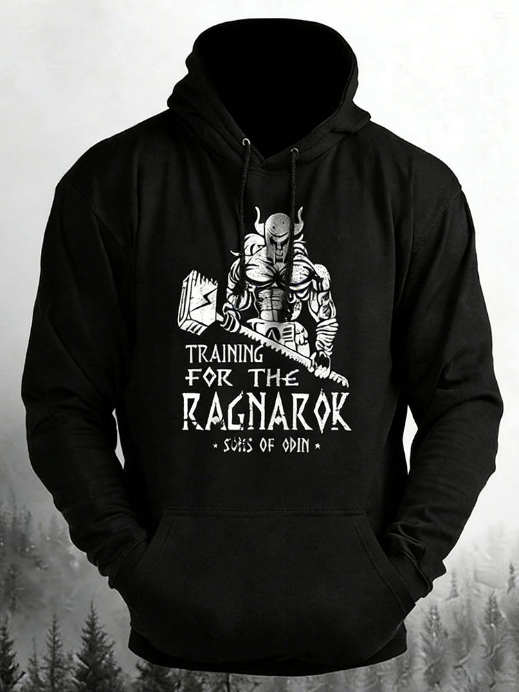 Comstylish Men's Retro Viking Print Casual Hoodie