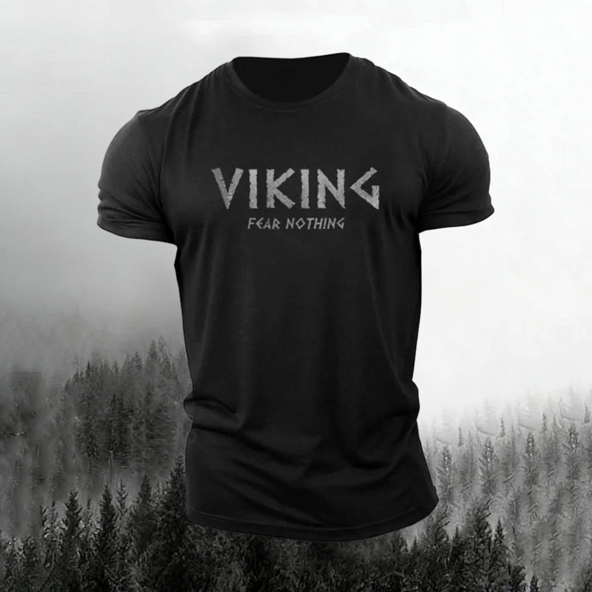 Comstylish Men's Retro Viking Print Short Sleeve T-shirt