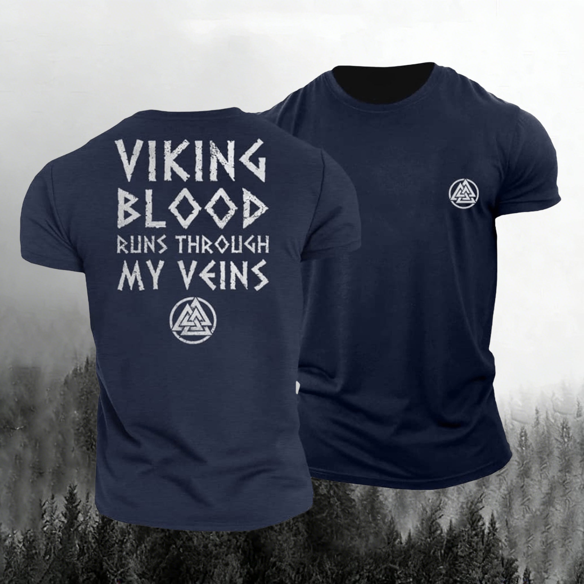 Comstylish Men's Viking Print Short Sleeve Casual T-shirt