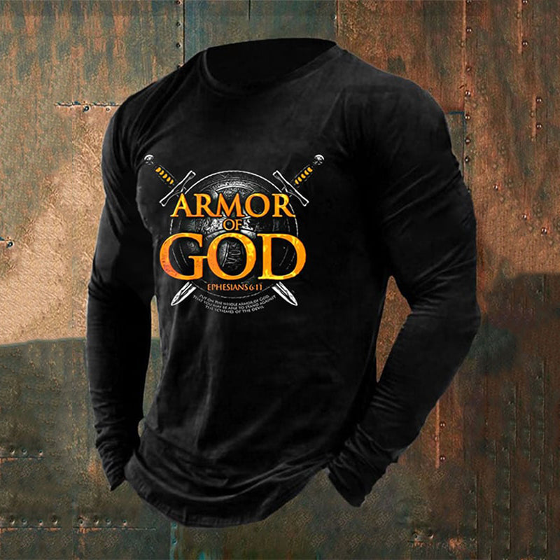 Comstylish Men's Armor Of God Faith Graphic Long Sleeve T-shirt