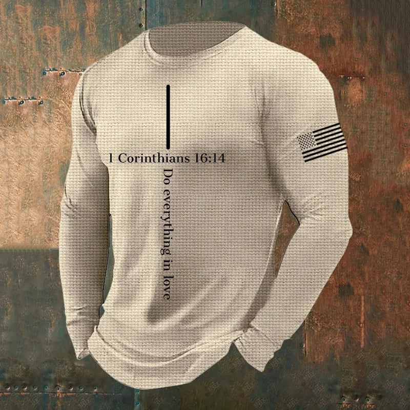 Comstylish Men's Casual Faith Waffle Texture Graphics T-Shirt