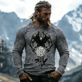 Comstylish Men's Retro Werewolf With Viking Vegvisir Print Graphic T-shirt