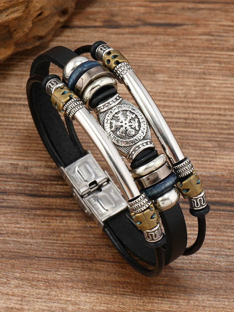 Comstylish Vintage Viking Style Leather Bracelet