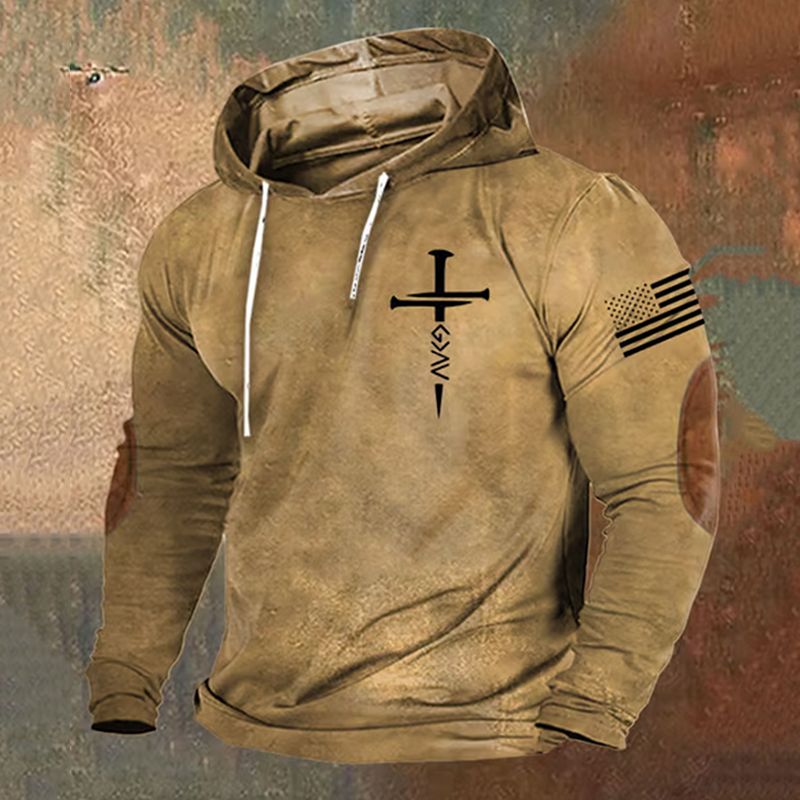 Comstylish Men's Western Faith Cross Print Hoodie