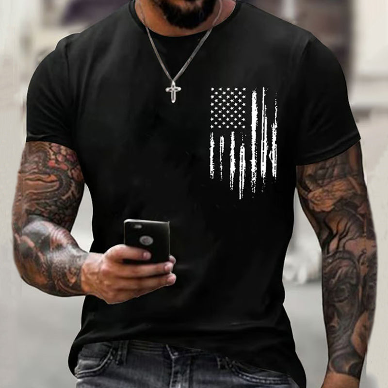 Comstylish Men's Vintage National Flag Print Short Sleeve T-Shirt