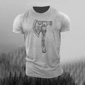 Comstylish Men's Retro Axe And Viking Rune Print Short-sleeve T-shirt