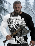 Comstylish Men's Viking Wolf Celtic Knot Contrast Comfy Sweatshirt